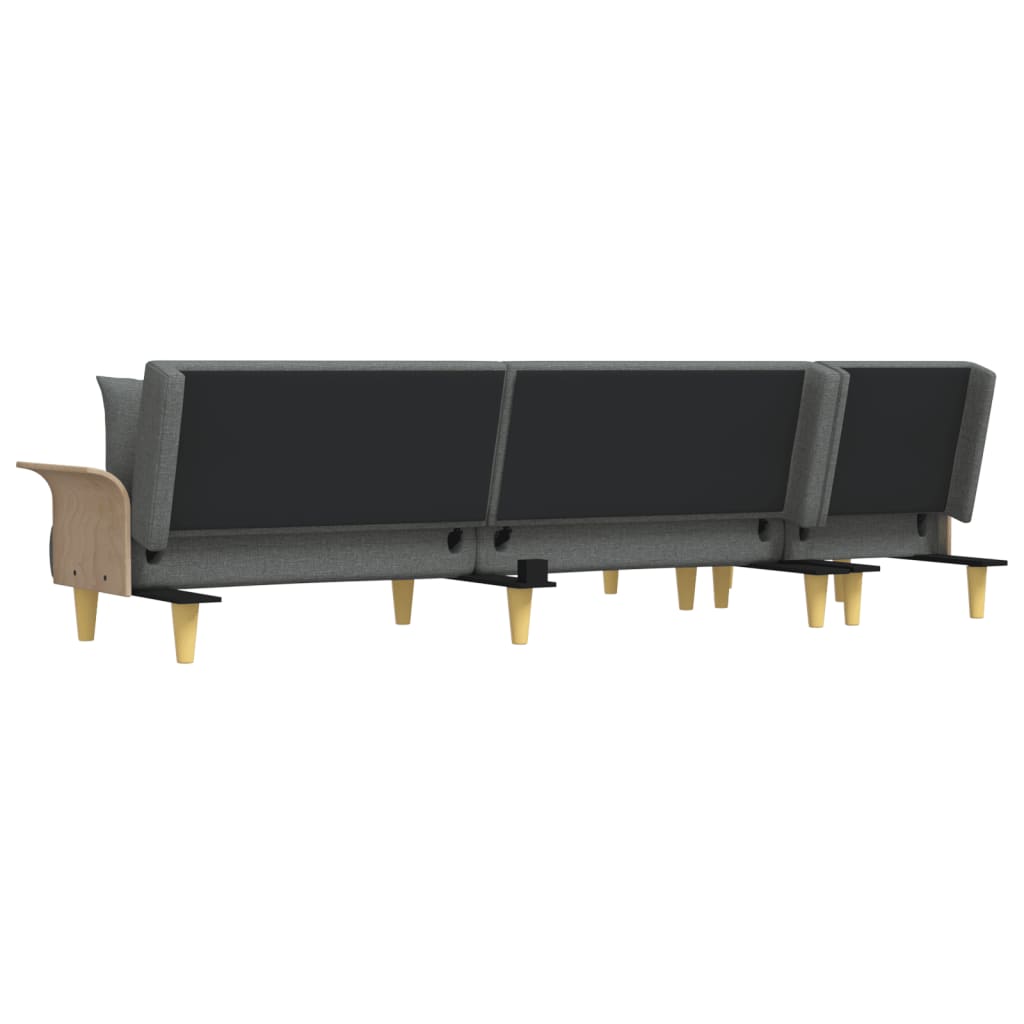 Divano Letto a L Grigio Scuro 279x140x70 cm in Tessuto | homemem39
