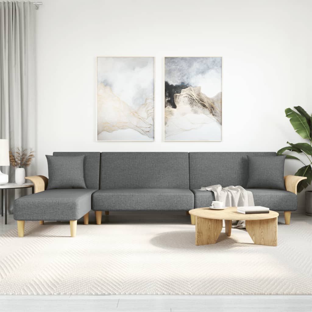 Divano Letto a L Grigio Scuro 279x140x70 cm in Tessuto | homemem39