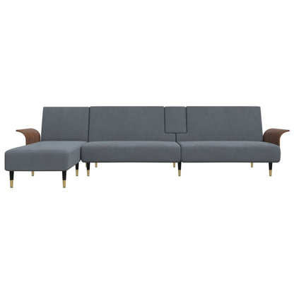Divano Letto a L Grigio Scuro 279x140x70 cm in Velluto | homemem39