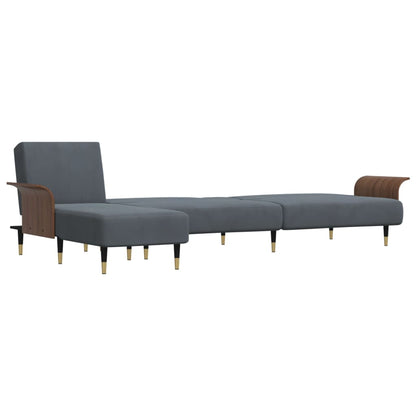 Divano Letto a L Grigio Scuro 279x140x70 cm in Velluto | homemem39