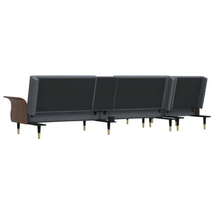 Divano Letto a L Grigio Scuro 279x140x70 cm in Velluto | homemem39