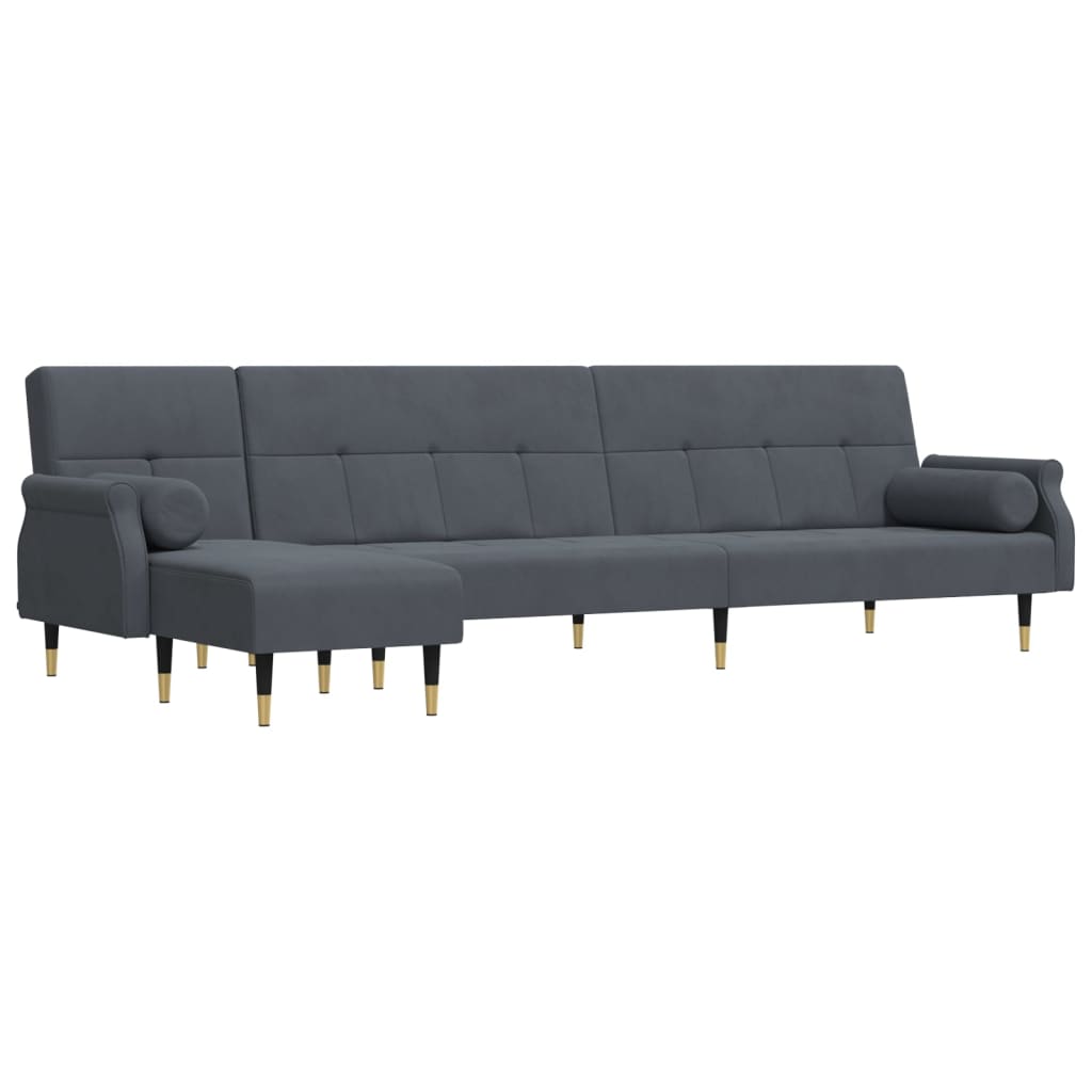Divano Letto a L Grigio Scuro 271x140x70 cm in Velluto | homemem39