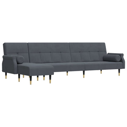 Divano Letto a L Grigio Scuro 271x140x70 cm in Velluto | homemem39