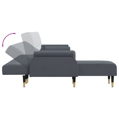 Divano Letto a L Grigio Scuro 271x140x70 cm in Velluto | homemem39