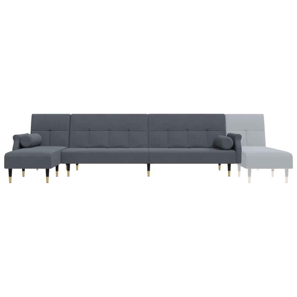 Divano Letto a L Grigio Scuro 271x140x70 cm in Velluto | homemem39