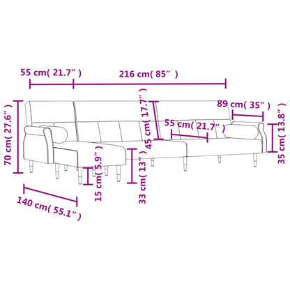 Divano Letto a L Grigio Scuro 271x140x70 cm in Velluto | homemem39