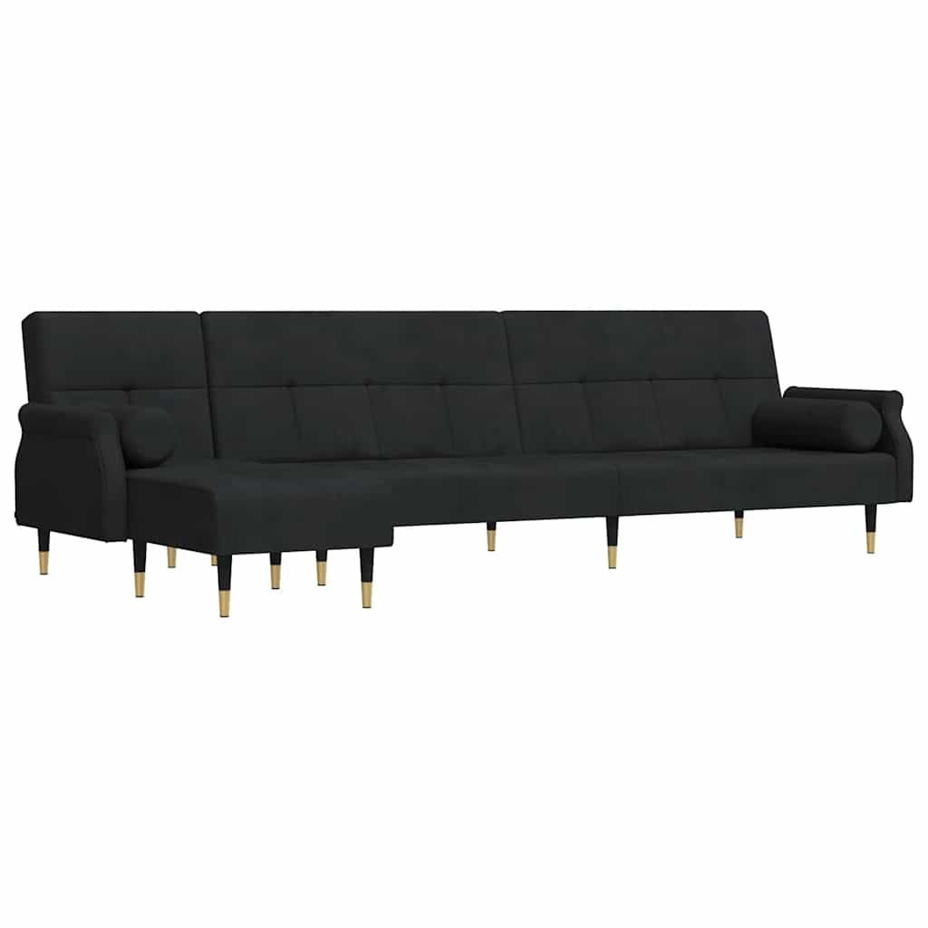 Divano Letto a L Nero 271x140x70 cm in Velluto | homemem39