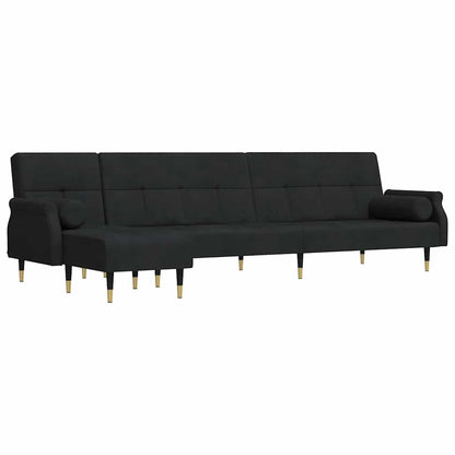 Divano Letto a L Nero 271x140x70 cm in Velluto | homemem39