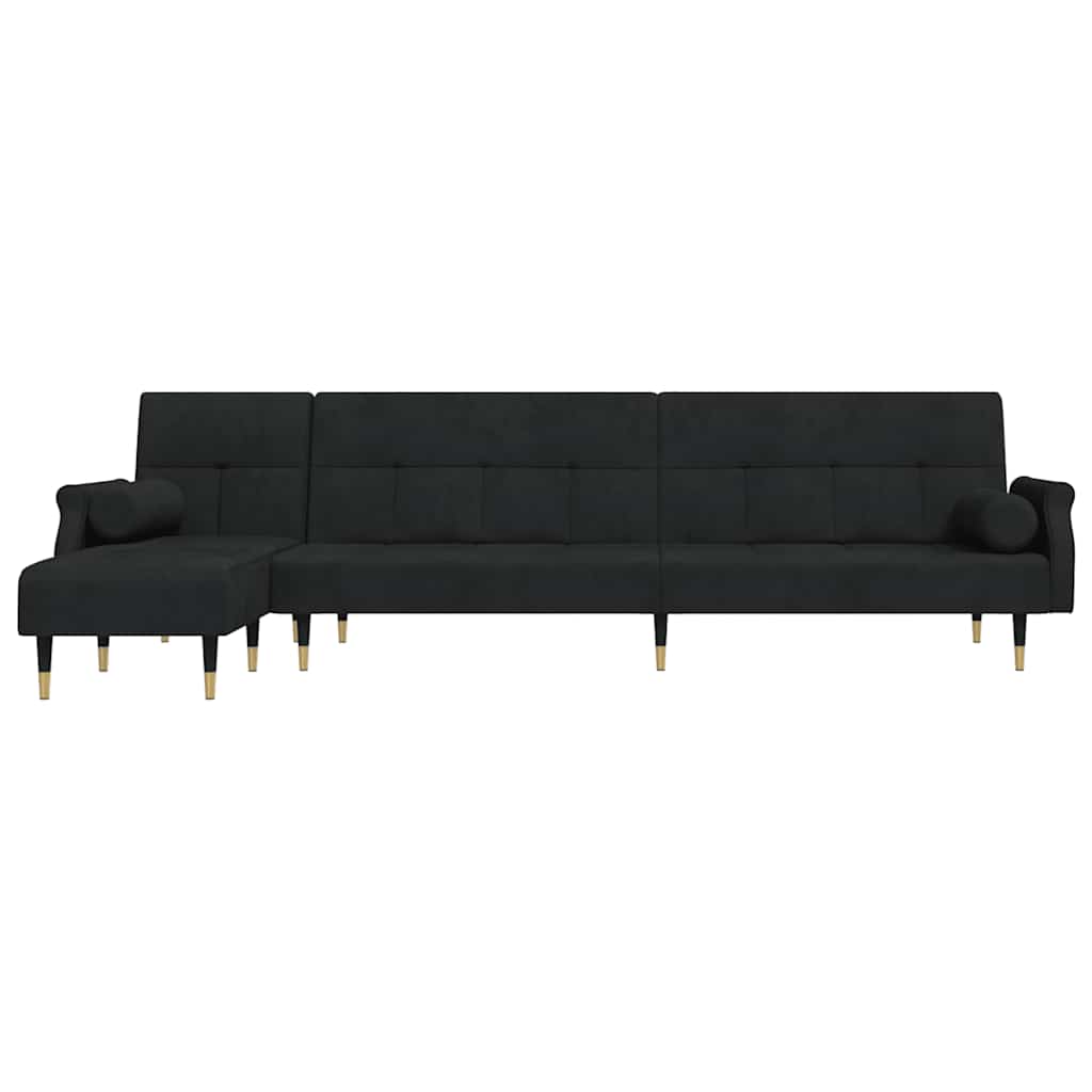 Divano Letto a L Nero 271x140x70 cm in Velluto | homemem39