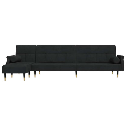 Divano Letto a L Nero 271x140x70 cm in Velluto | homemem39