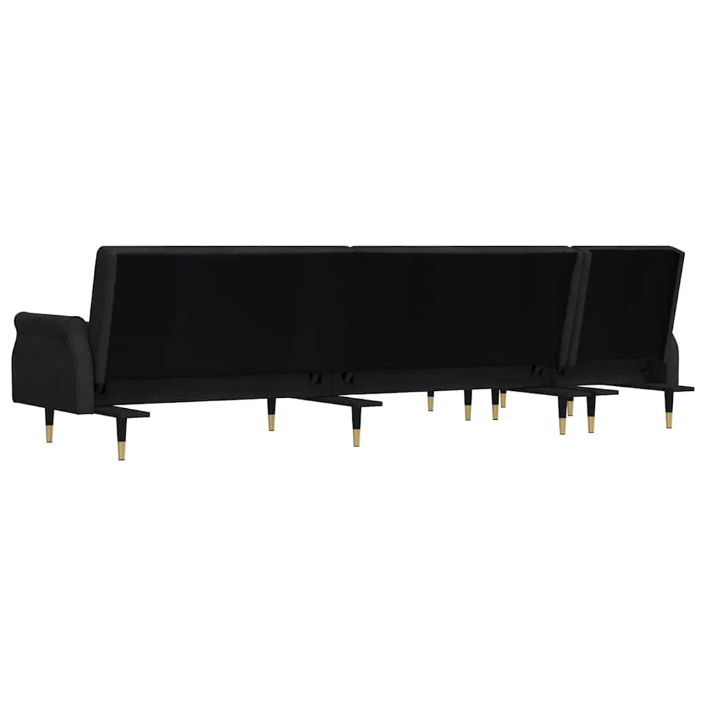 Divano Letto a L Nero 271x140x70 cm in Velluto | homemem39