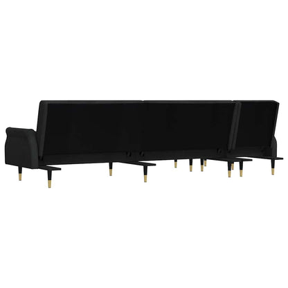 Divano Letto a L Nero 271x140x70 cm in Velluto | homemem39