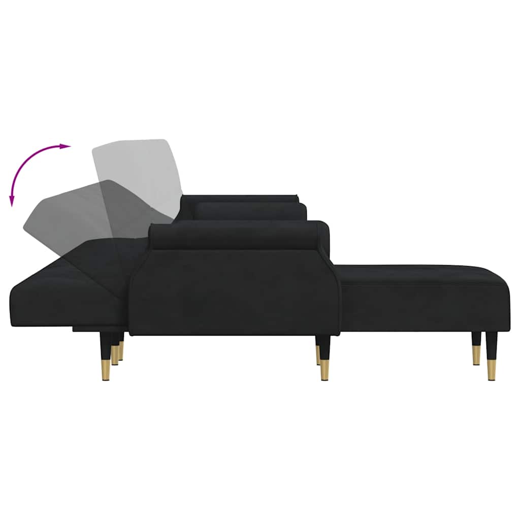 Divano Letto a L Nero 271x140x70 cm in Velluto | homemem39