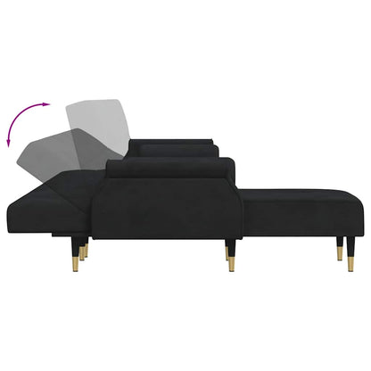 Divano Letto a L Nero 271x140x70 cm in Velluto | homemem39