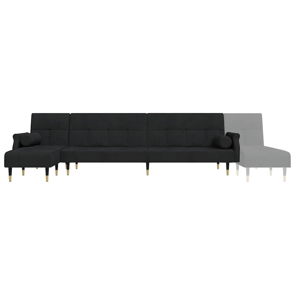 Divano Letto a L Nero 271x140x70 cm in Velluto | homemem39