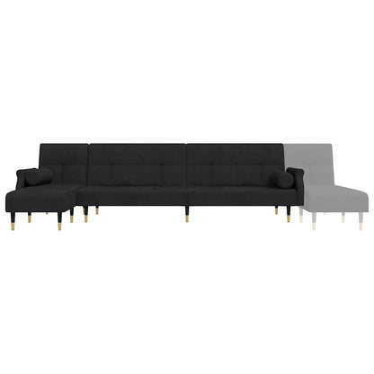Divano Letto a L Nero 271x140x70 cm in Velluto | homemem39