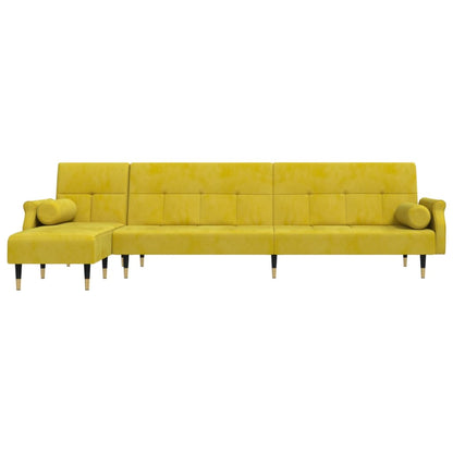 Divano Letto a L Giallo 271x140x70 cm in Velluto