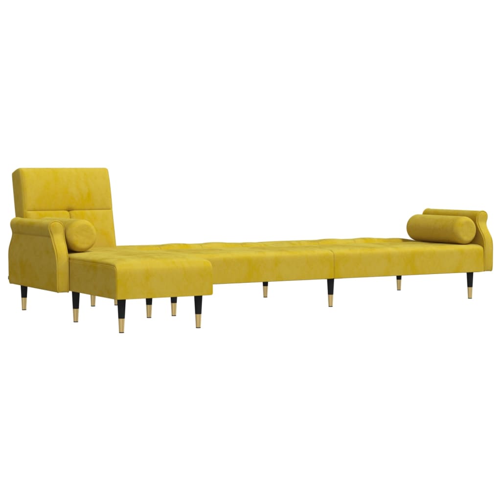 Divano Letto a L Giallo 271x140x70 cm in Velluto