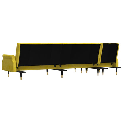 Divano Letto a L Giallo 271x140x70 cm in Velluto