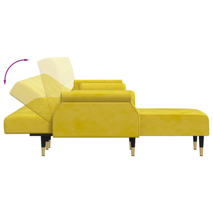 Divano Letto a L Giallo 271x140x70 cm in Velluto