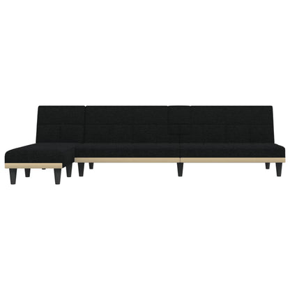 Divano Letto a L Nero 255x140x70 cm in Tessuto - homemem39