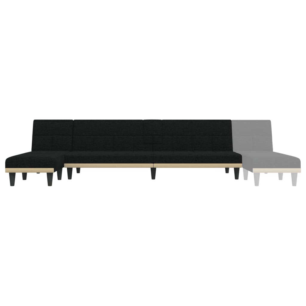 Divano Letto a L Nero 255x140x70 cm in Tessuto - homemem39
