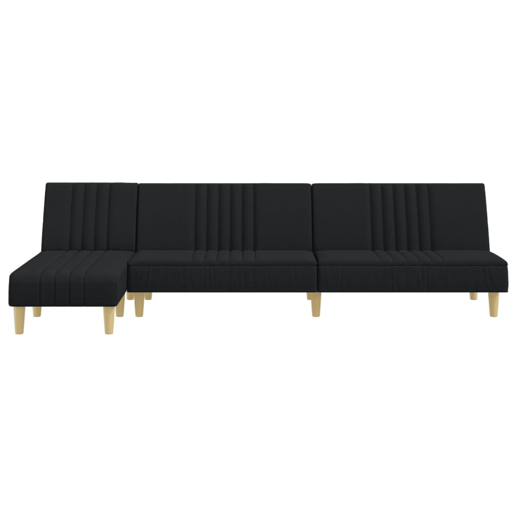 Divano Letto a L Nero 255x140x70 cm in Tessuto