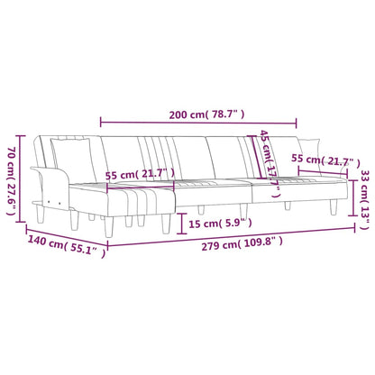 Divano Letto a L Grigio Chiaro 279x140x70 cm in Tessuto