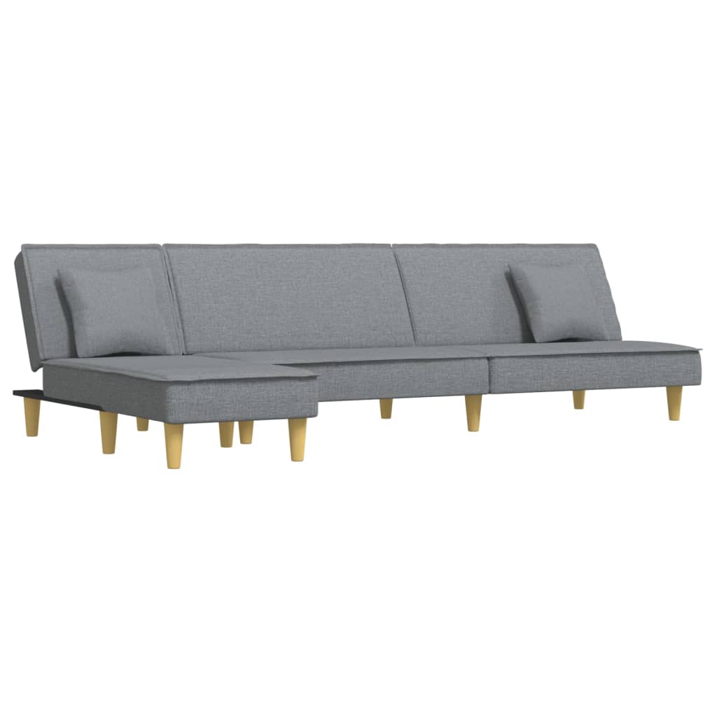 Divano Letto a L Grigio Chiaro 255x140x70 cm in Tessuto