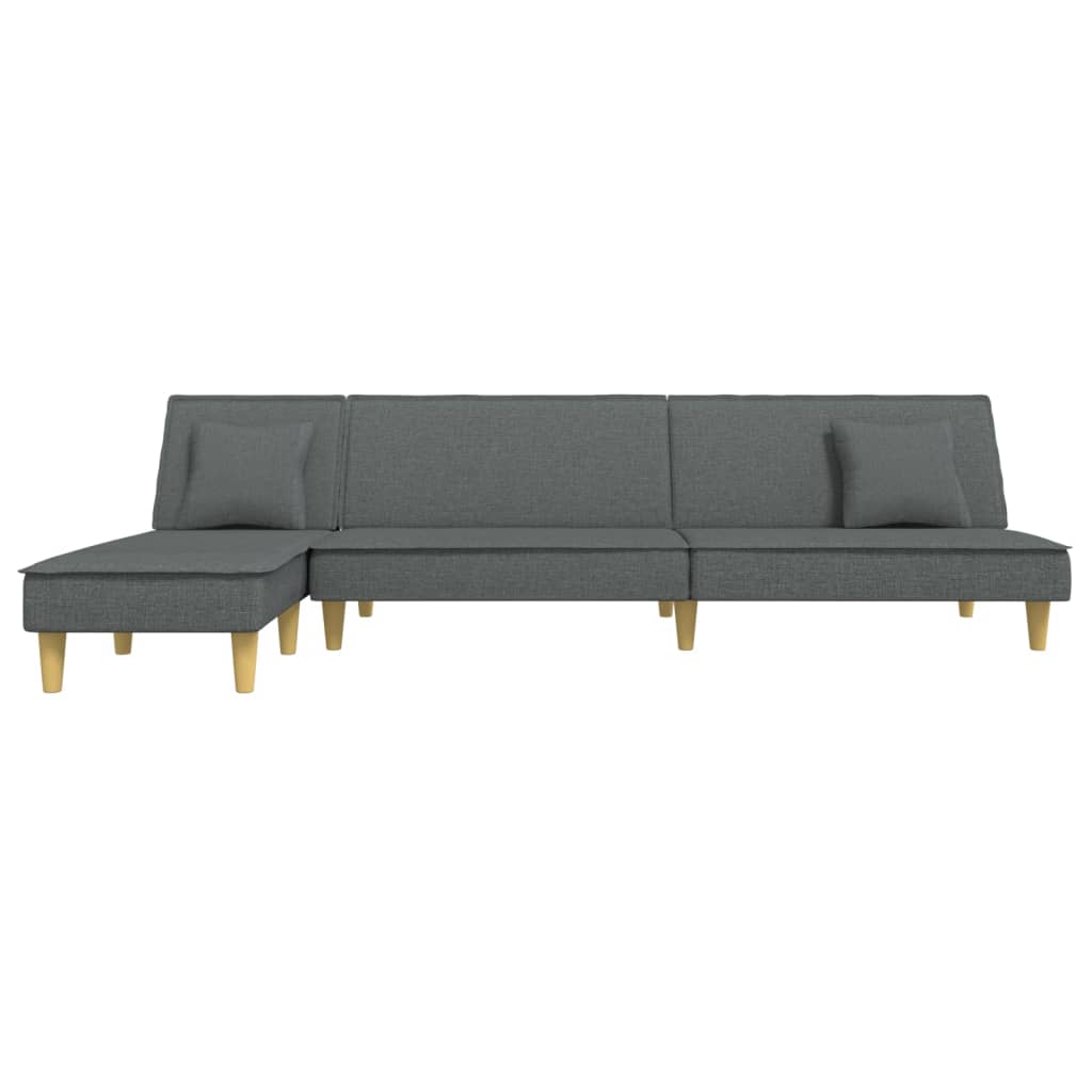 Divano Letto a L Grigio Scuro 255x140x70 cm in Tessuto