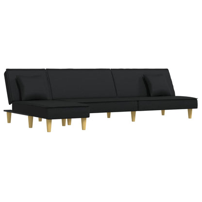 Divano Letto a L Nero 255x140x70 cm in Tessuto