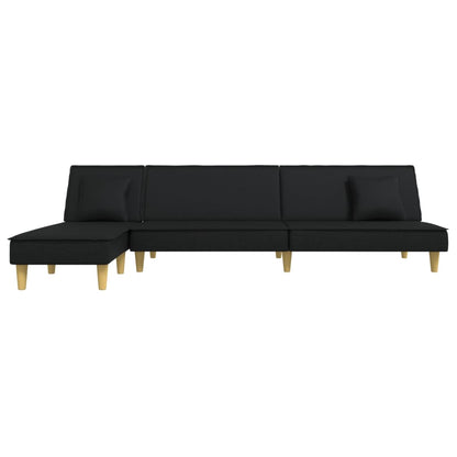 Divano Letto a L Nero 255x140x70 cm in Tessuto