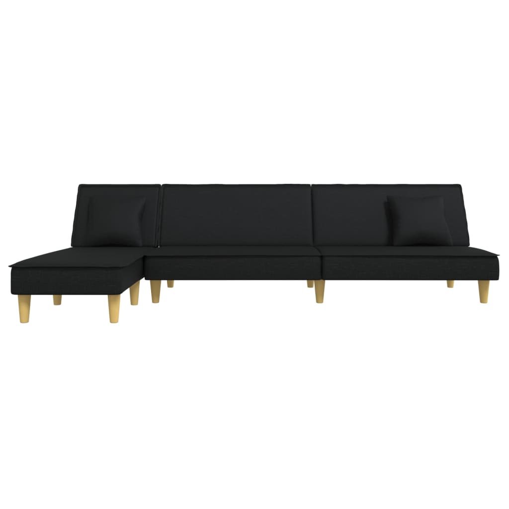 Divano Letto a L Nero 255x140x70 cm in Tessuto - homemem39