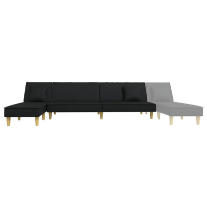 Divano Letto a L Nero 255x140x70 cm in Tessuto