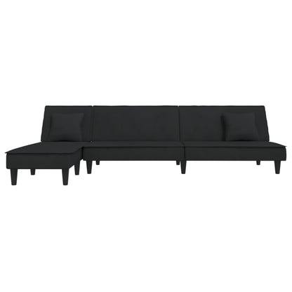 Divano Letto a L Nero 255x140x70 cm in Velluto