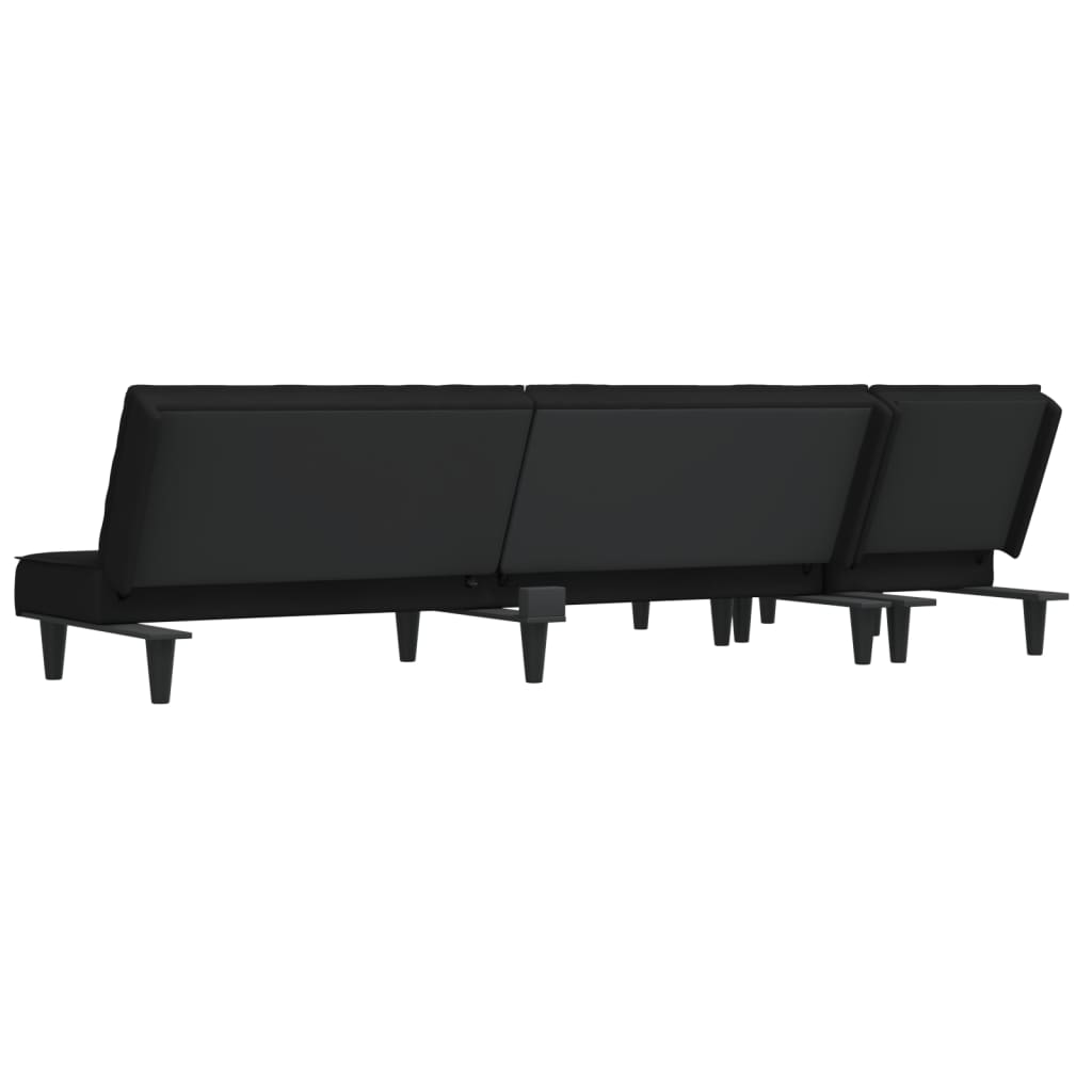 Divano Letto a L Nero 255x140x70 cm in Velluto