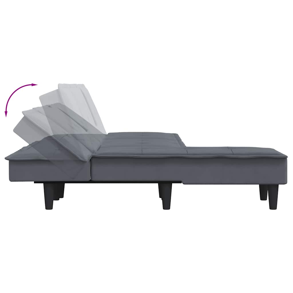 Divano Letto a L Grigio Scuro 255x140x70 cm in Velluto - homemem39