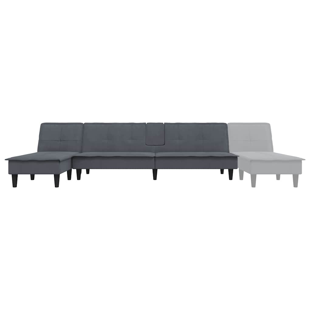 Divano Letto a L Grigio Scuro 255x140x70 cm in Velluto - homemem39