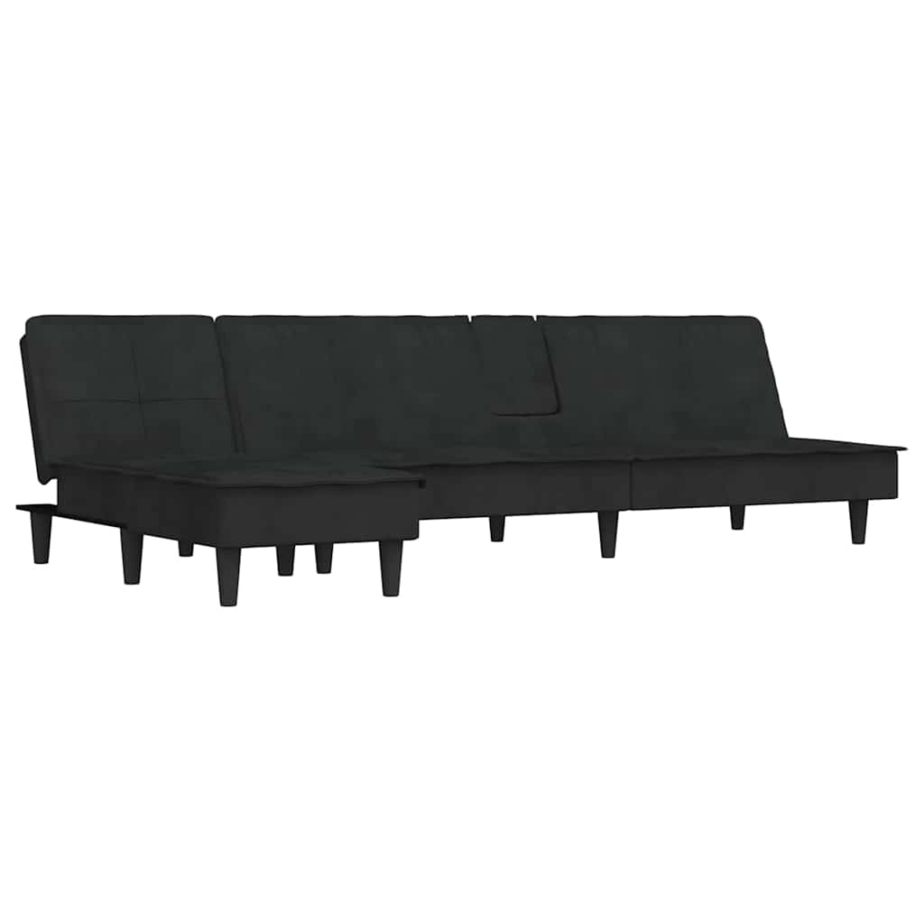 Divano Letto a L Nero 255x140x70 cm in Velluto - homemem39