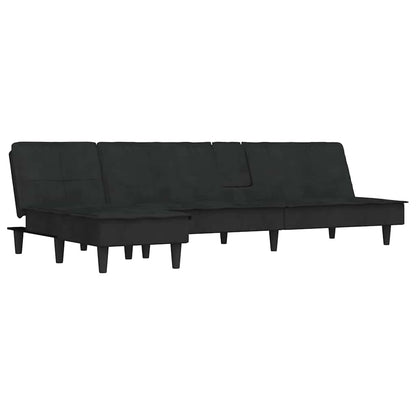 Divano Letto a L Nero 255x140x70 cm in Velluto - homemem39
