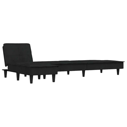 Divano Letto a L Nero 255x140x70 cm in Velluto - homemem39
