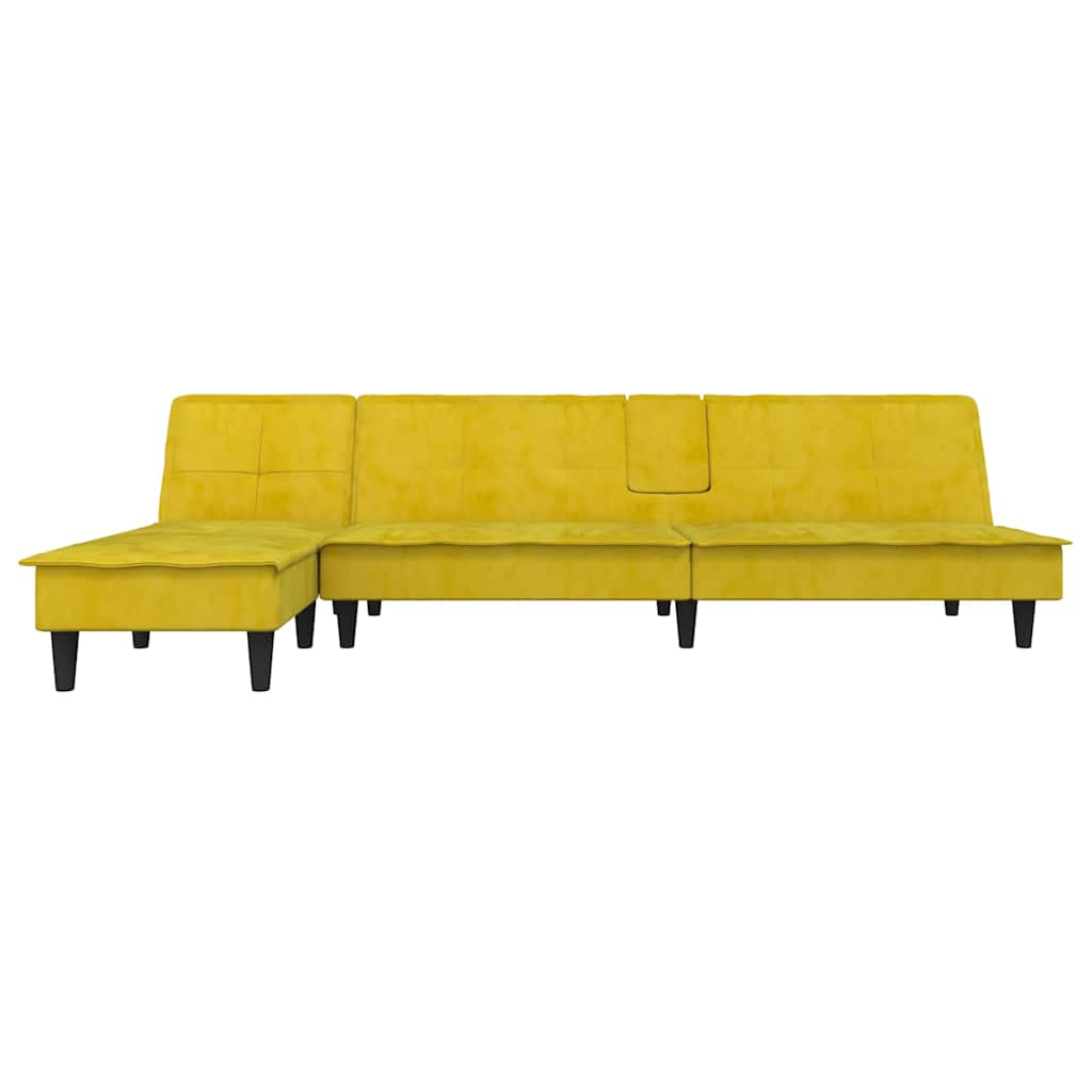 Divano Letto a L Giallo 255x140x70 cm in Velluto - homemem39