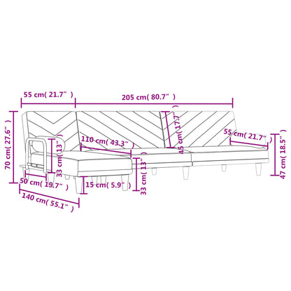 Divano Letto a L Grigio Scuro 260x140x70 cm in Tessuto