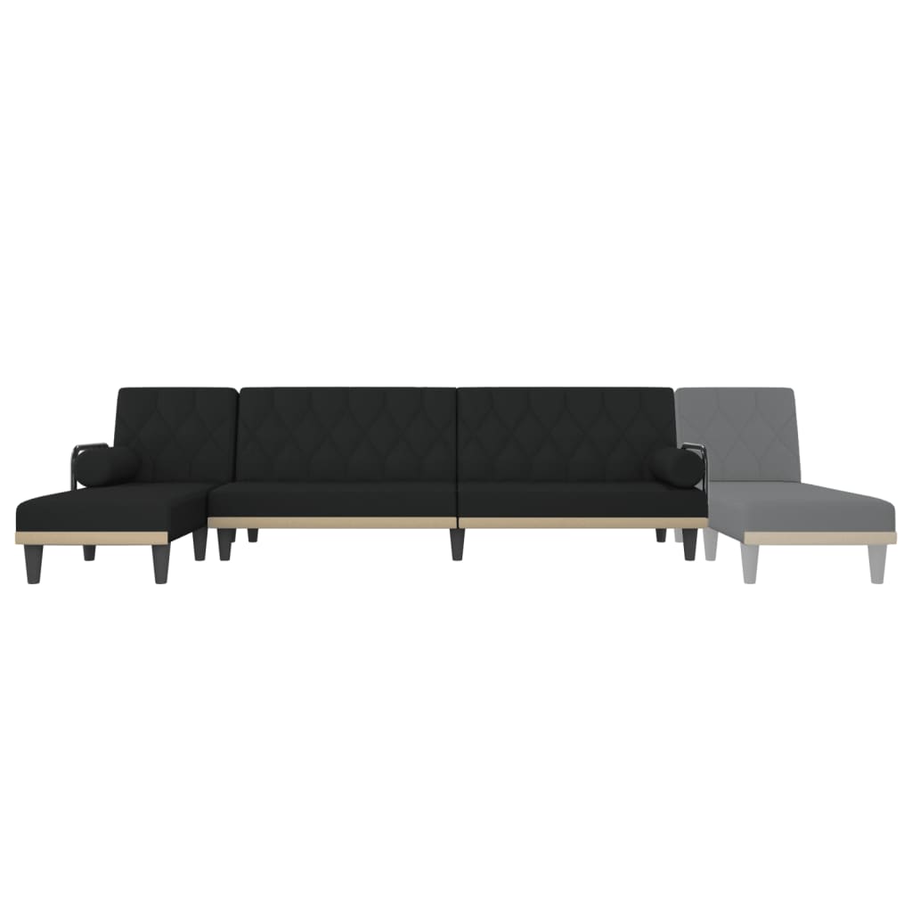 Divano Letto a L Nero 260x140x70 cm in Tessuto