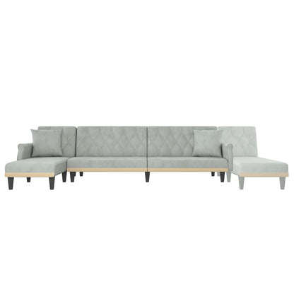 Divano Letto a L Grigio Chiaro 271x140x70 cm in Velluto