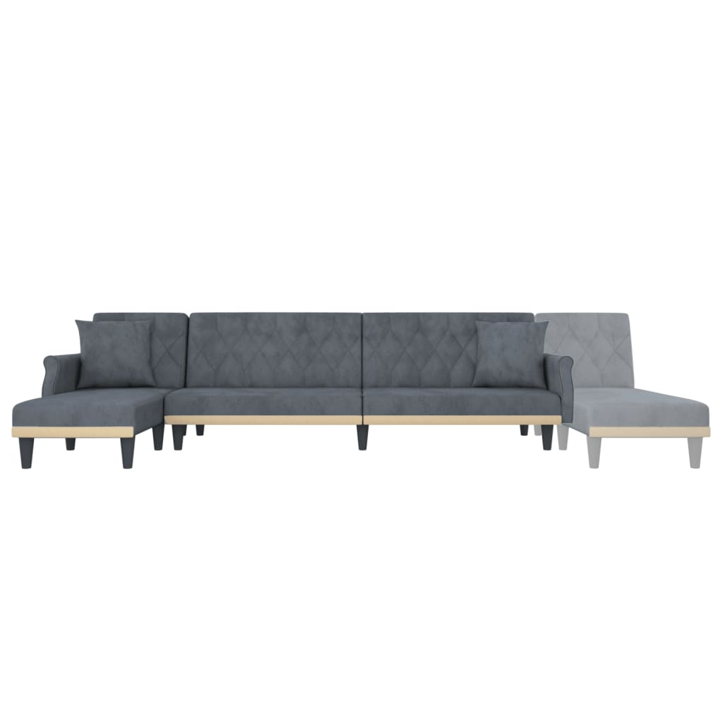 Divano Letto a L Grigio Scuro 271x140x70 cm in Velluto