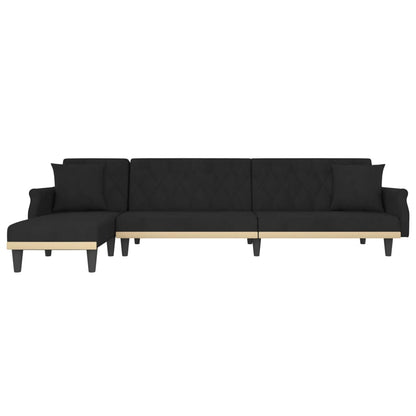 Divano Letto a L Nero 271x140x70 cm in Velluto