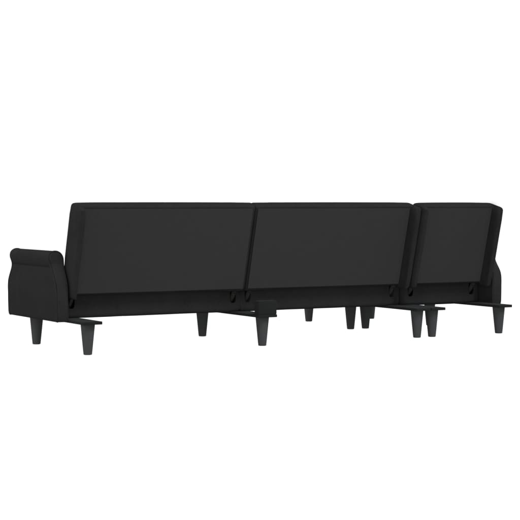 Divano Letto a L Nero 271x140x70 cm in Velluto