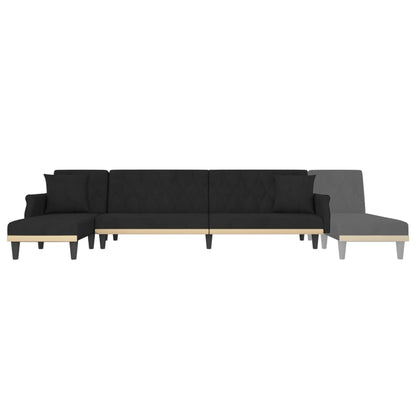 Divano Letto a L Nero 271x140x70 cm in Velluto