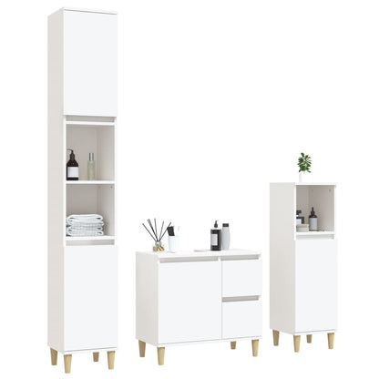 Set di Mobili da Bagno 3 pz Bianco in Legno Multistrato - homemem39